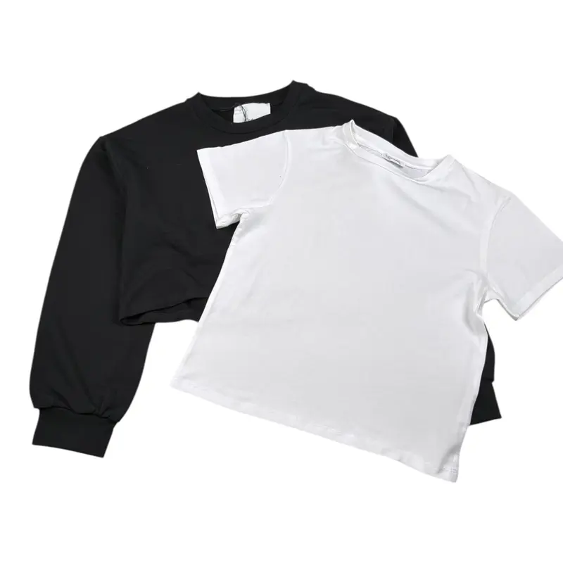 So Twee By Miss Grant Set 2Pz Felpa-T-Shirt Bicolore Bianco/Nero per Bambina