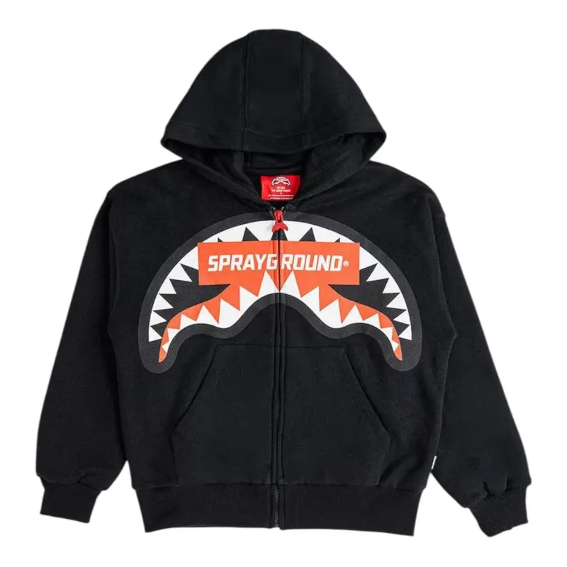 Sprayground Felpa tinta unita con Zip E Cappuccio Nero per Bambino