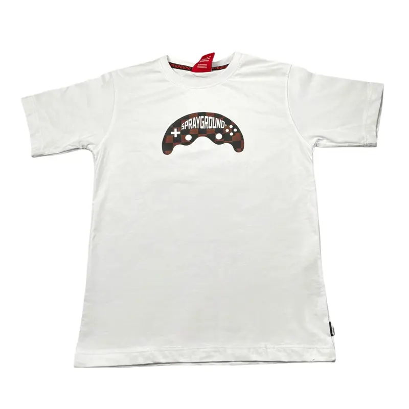 Sprayground T-Shirt Girocollo tinta unita con Stampa Bianco per Bambino