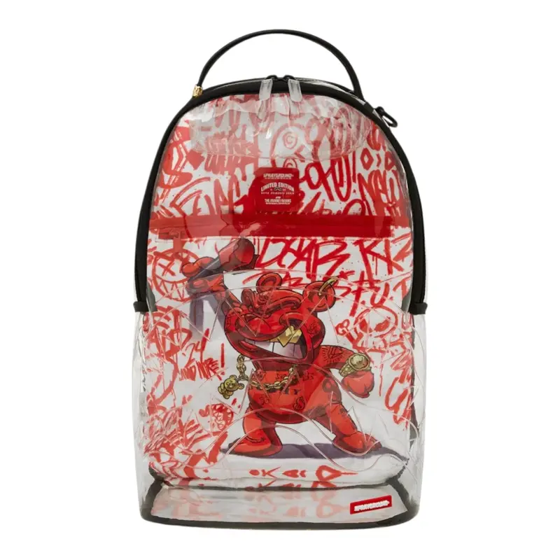 Sprayground Zaino Trasparente con Stampe Rosso per Bambino
