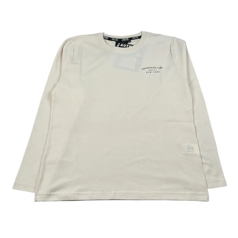 Starter Shirt Girocollo tinta unita con Logo Beige per Bambino