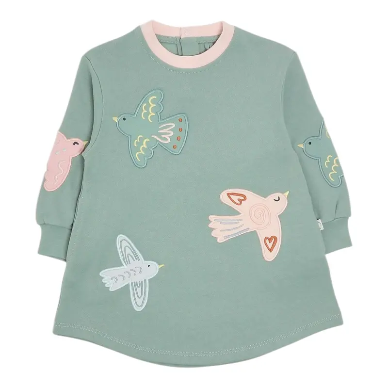 Stella Mccartney Abito Girocollo tinta unita con Ricami Verde per Neonata
