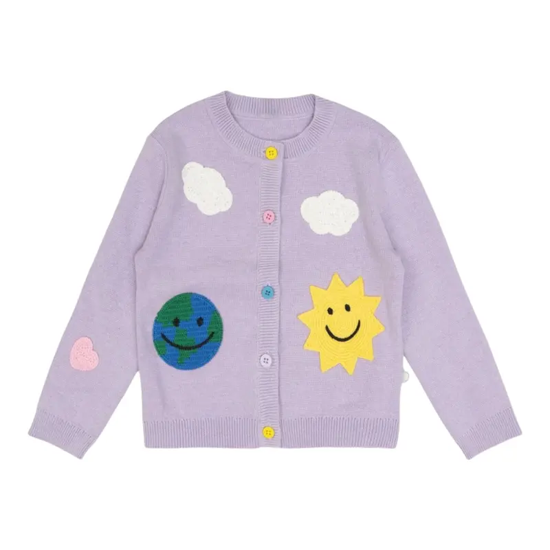 Stella Mccartney Cardigan tinta unita con Ricami Lilla per Neonata