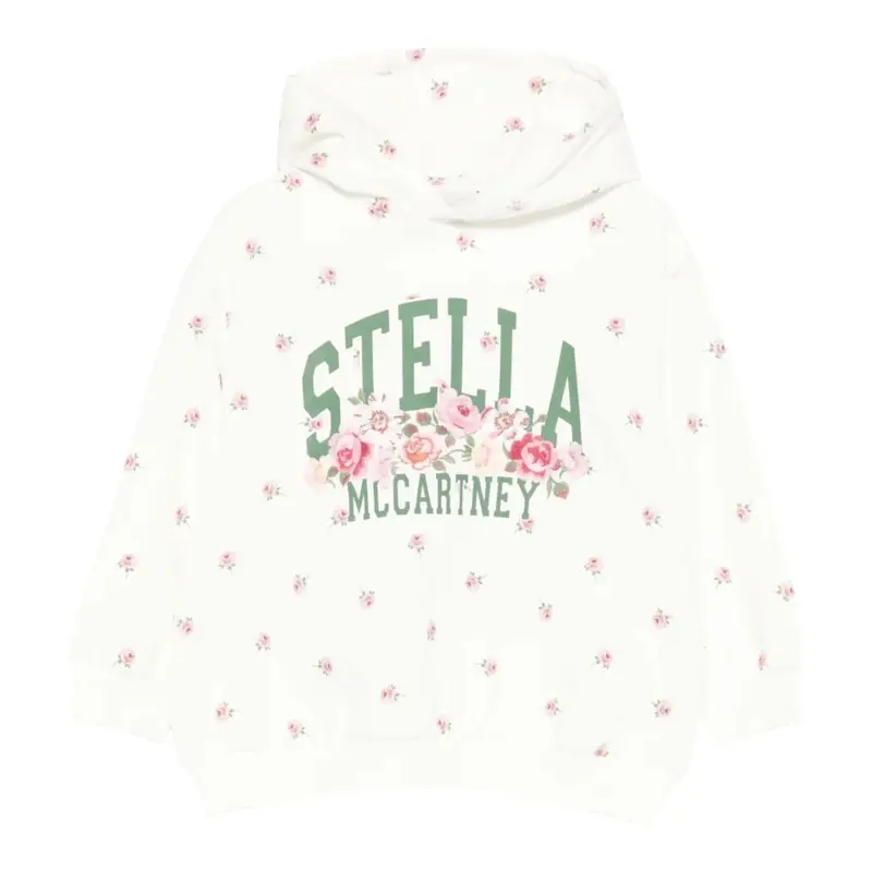 Stella Mccartney Felpa Chiusa con Cappuccio tinta unita con Stampe Bianco per Bambina