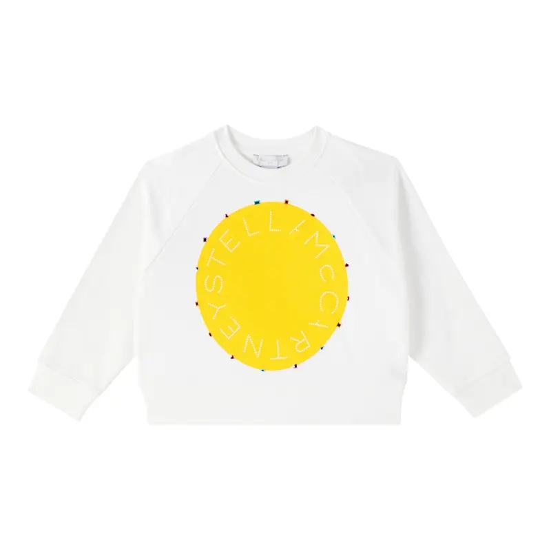 Stella Mccartney Felpa Chiusa Girocollo con Stampa Bianco per Bambina