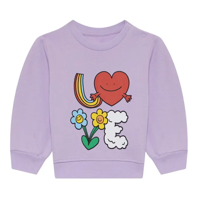 Stella Mccartney Felpa Chiusa Girocollo tinta unita con Stampa Lilla per Neonata