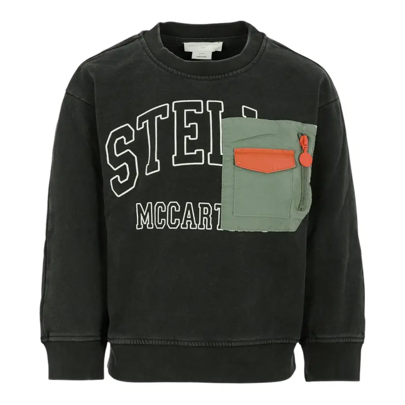 Stella Mccartney Felpa Chiusa Girocollo tinta unita con Stampa Nero per Bambino