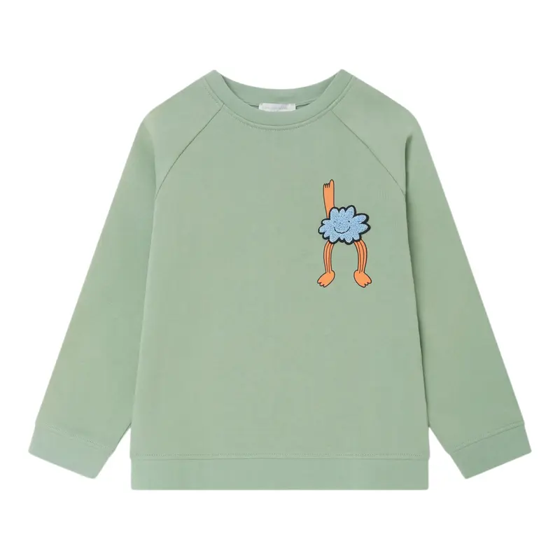 Stella Mccartney Felpa Chiusa Girocollo tinta unita con Stampa Verde per Bambino