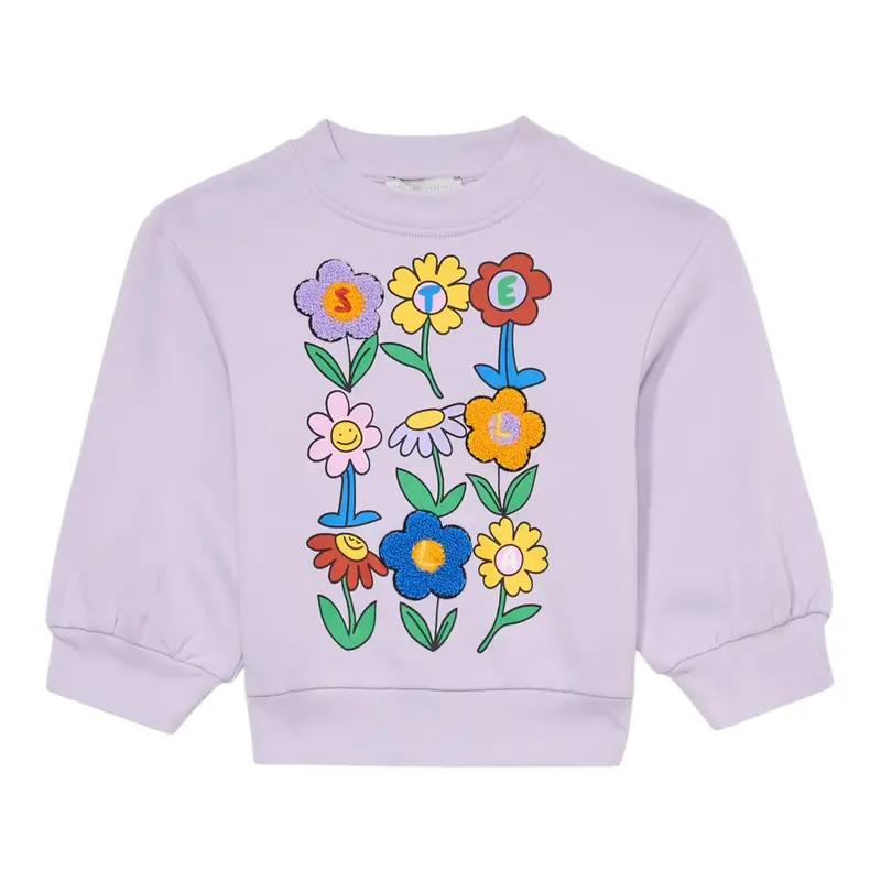 Stella Mccartney Felpa Chiusa Girocollo tinta unita con Stampe Lilla per Bambina