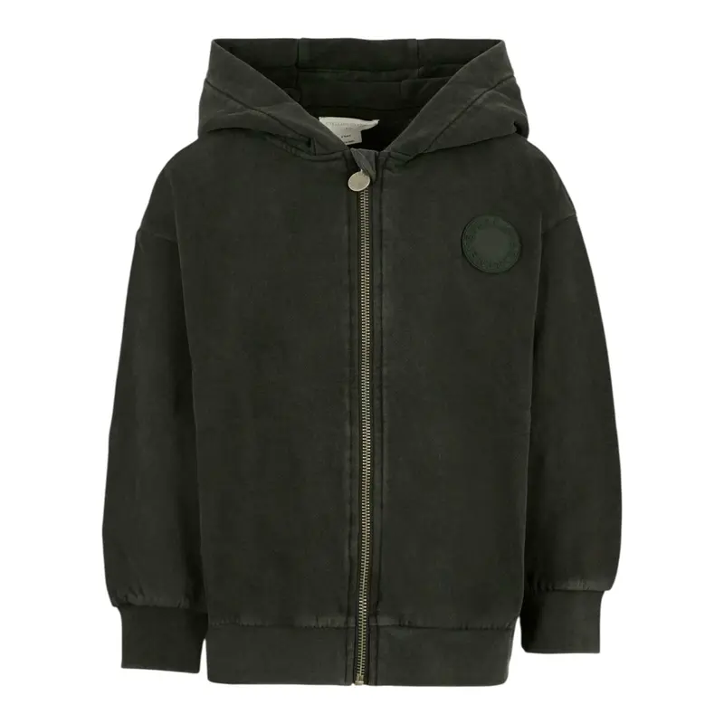 Stella Mccartney Felpa con Zip E Cappuccio tinta unita Nero per Bambino