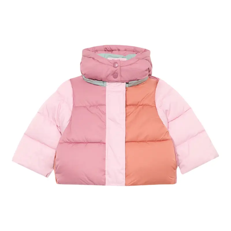 Stella Mccartney Giubbino con Cappuccio Tricolore Rosa per Neonata