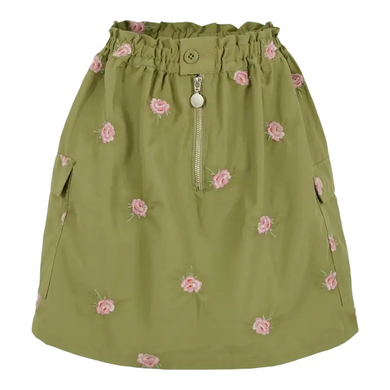 Stella Mccartney Gonna tinta unita con Ricami Verde per Bambina