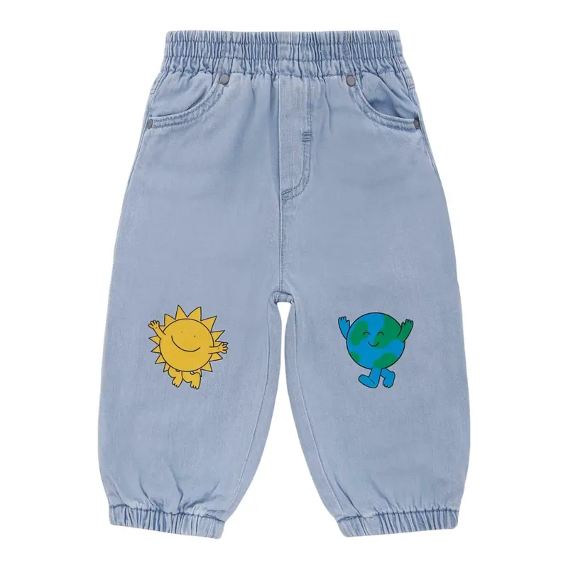 Stella Mccartney Jeans tinta unita con Elastico In Vita Azzurro per Neonato