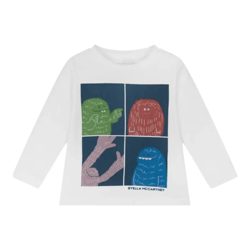 Stella Mccartney Shirt Girocollo tinta unita con Stampe Bianco per Neonato