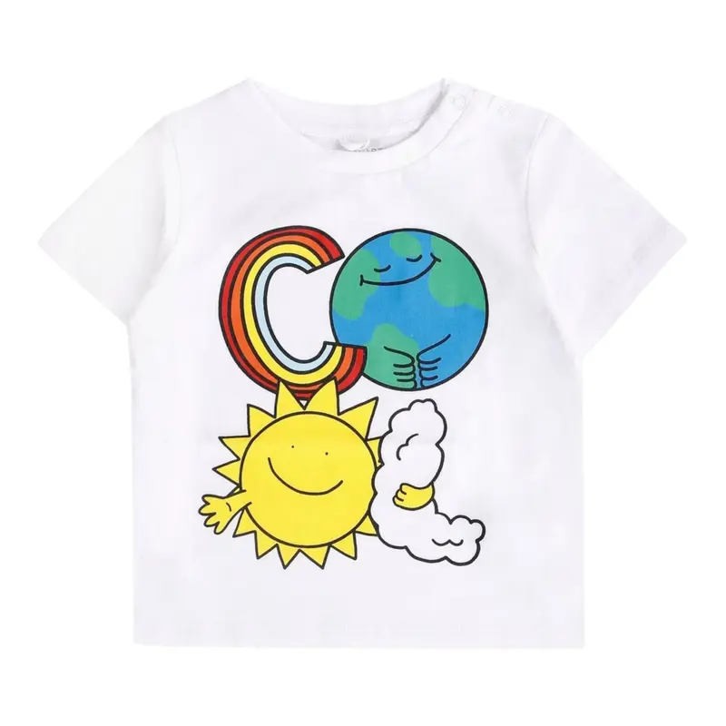 Stella Mccartney T-Shirt Girocollo tinta unita con Stampa Bianco per Bambino