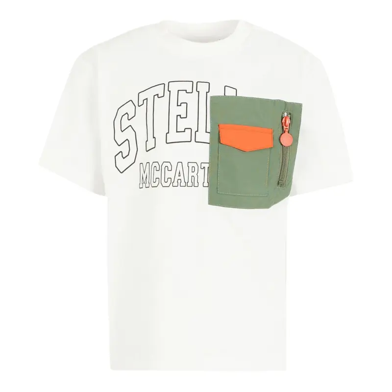 Stella Mccartney T-Shirt Girocollo tinta unita con Stampa Bianco per Bambino