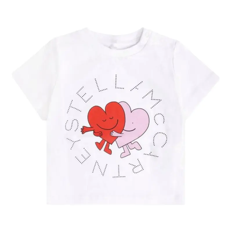 Stella Mccartney T-Shirt Girocollo tinta unita con Stampa Bianco per Neonata