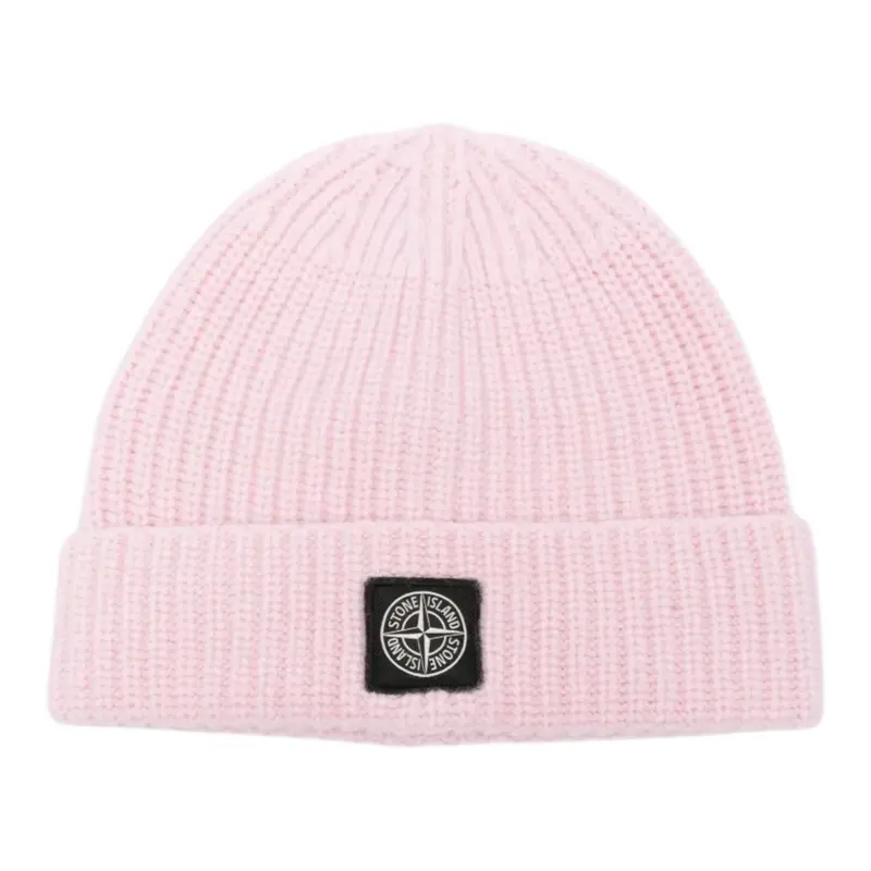 Stone Island Cappello tinta unita con Logo Rosa per Bambino