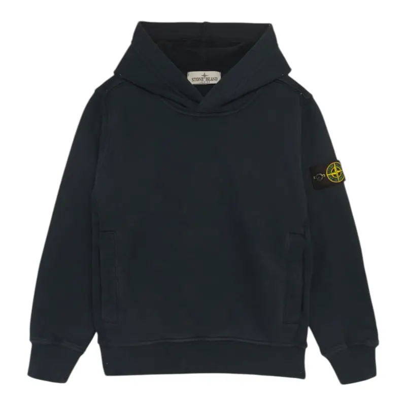 Stone Island Felpa tinta unita con Cappuccio Blu per Bambino