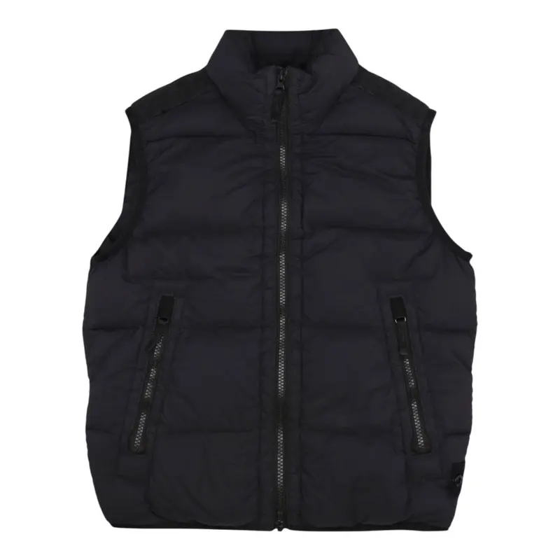 Stone Island Giubbino Smanicato tinta unita con Zip Nero per Bambino
