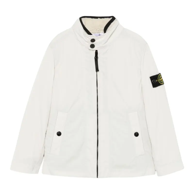 Stone Island Giubbino tinta unita con Zip E Pelliccia Beige per Bambino
