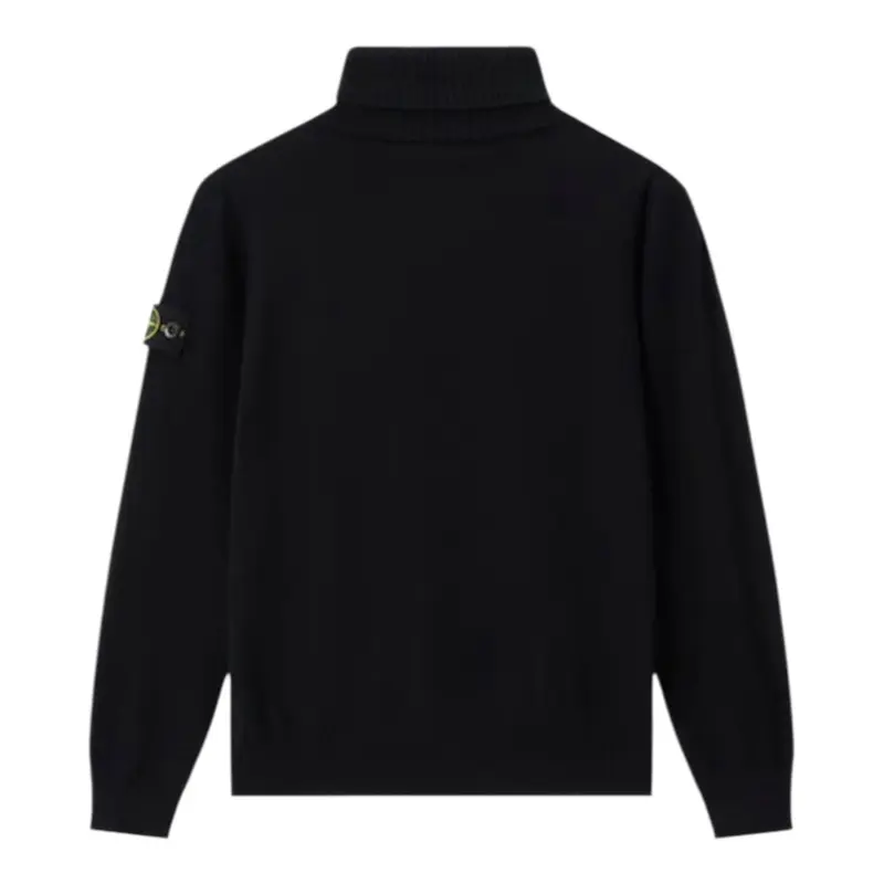 Stone Island Maglia Collo Alto tinta unita con Logo Blu per Bambino