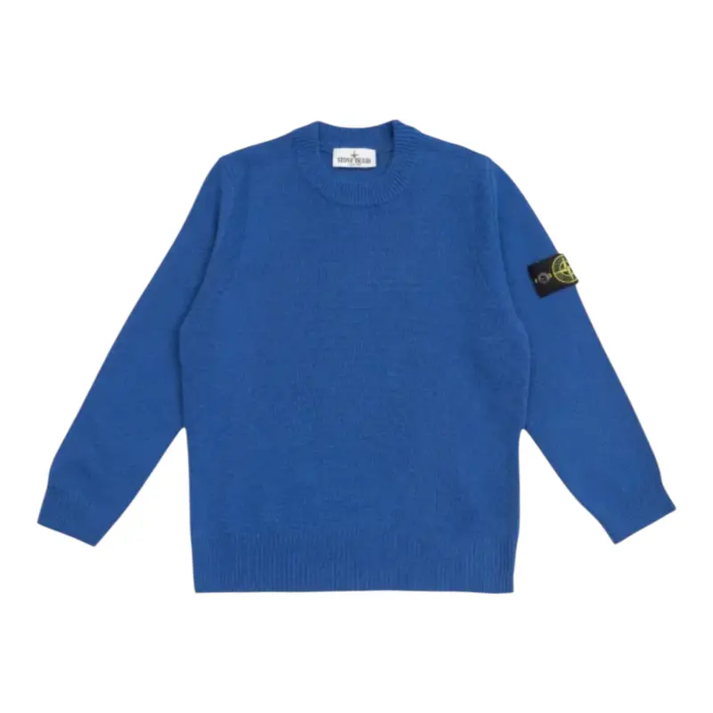 Stone Island Maglia tinta unita con Logo Cobalto per Bambino