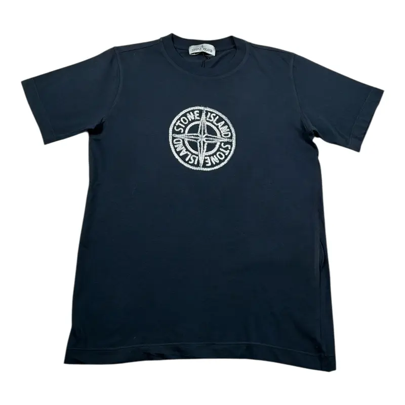 Stone Island T-Shirt tinta unita con Logo Blu per Bambino