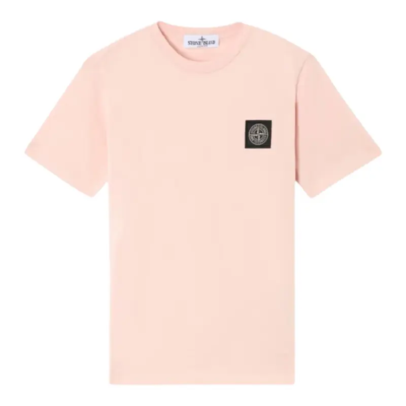 Stone Island T-Shirt tinta unita con Logo Rosa per Bambino