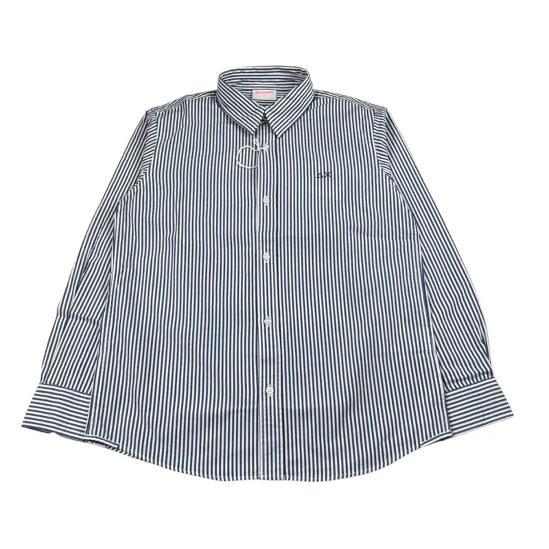 Sun68 Camicia Manica Lunga Fantasia A Righe Blu per Bambino