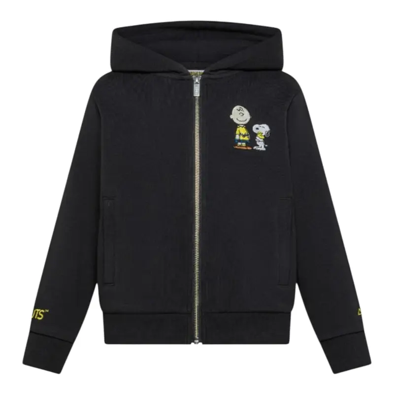 Sun68 Felpa Xon Zip E Cappuccio tinta unita Nero per Bambino