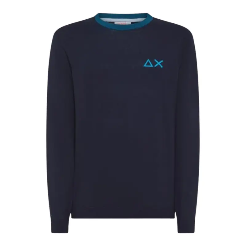 Sun68 Maglia tinta unita con Logo Blu per Bambino