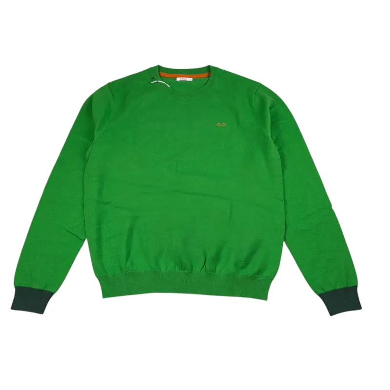 Sun68 Maglia tinta unita Girocollo Verde per Bambino