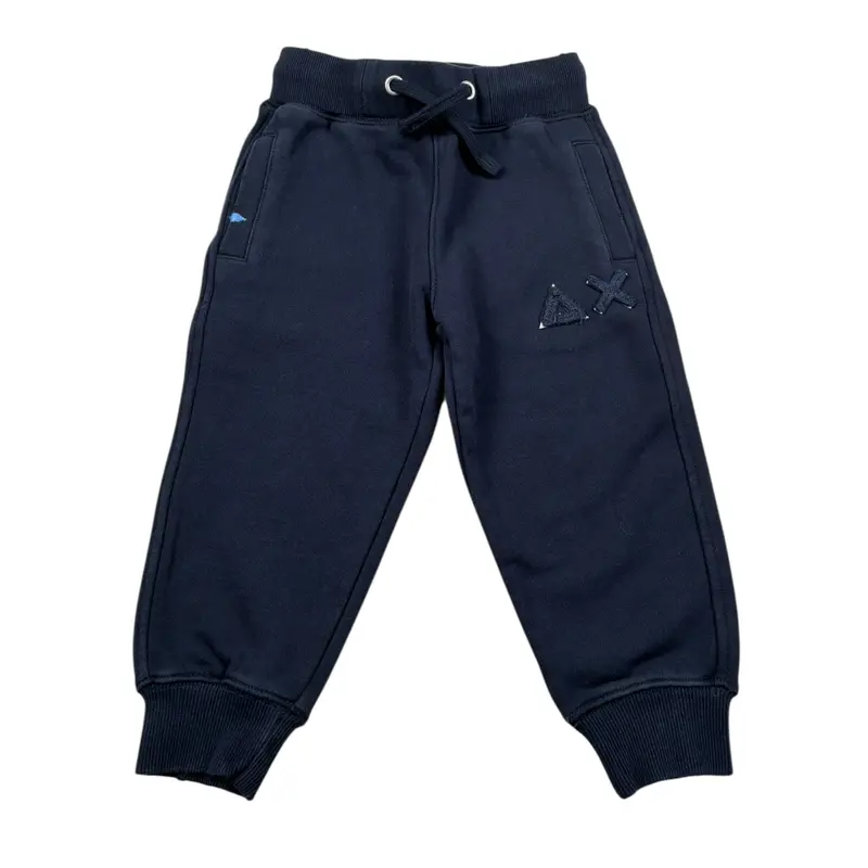 Sun68 Pantalone Tuta Tinta Uita con Logo Blu per Bambino