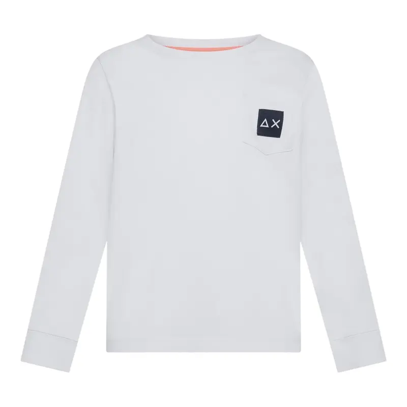Sun68 Shirt Girocollo tinta unita con Taschino Bianco per Neonato