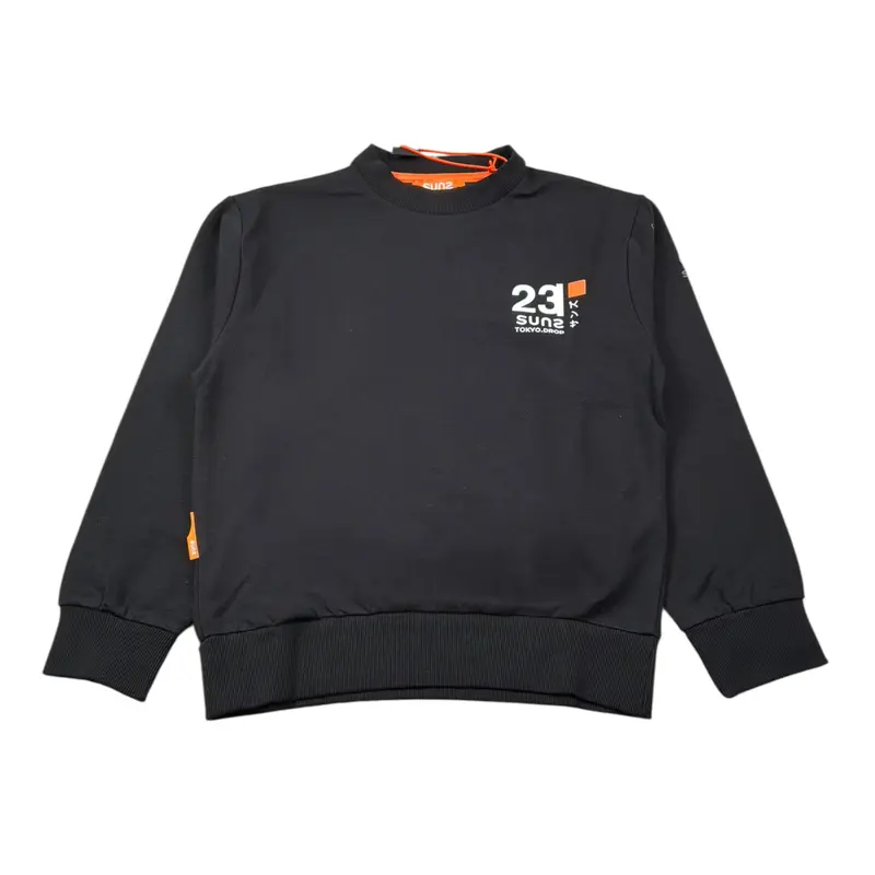 Suns Felpa Chiusa Girocollo tinta unita con Logo Nero per Bambino