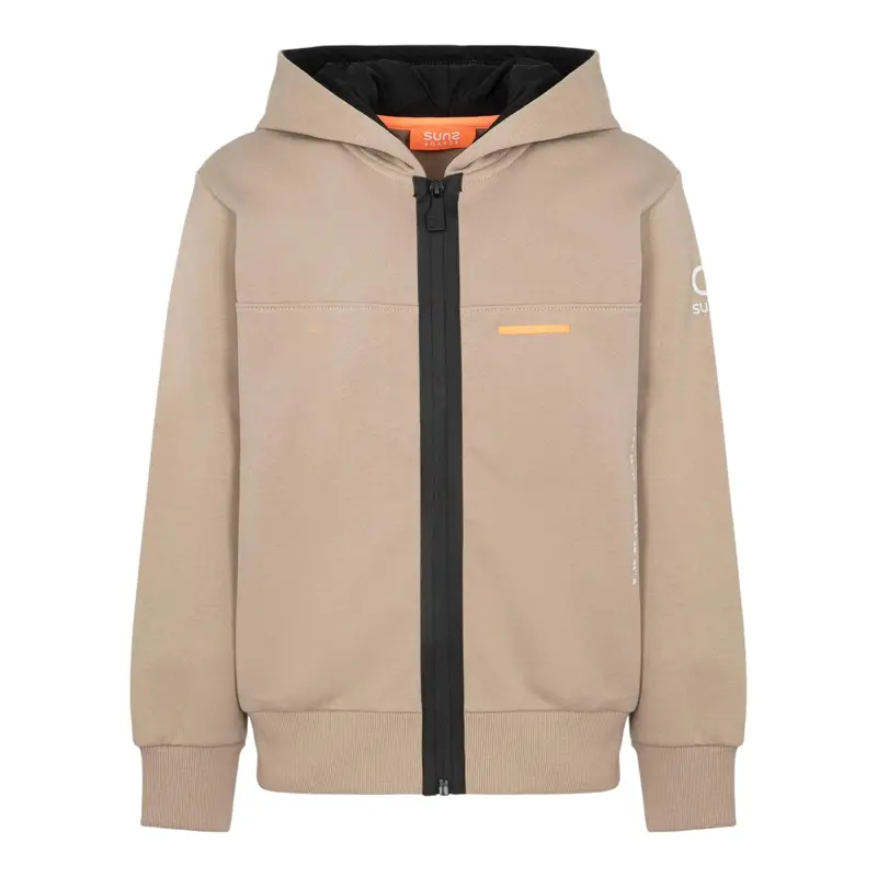 Suns Felpa con Zip E Cappuccio tinta unita Beige per Bambino