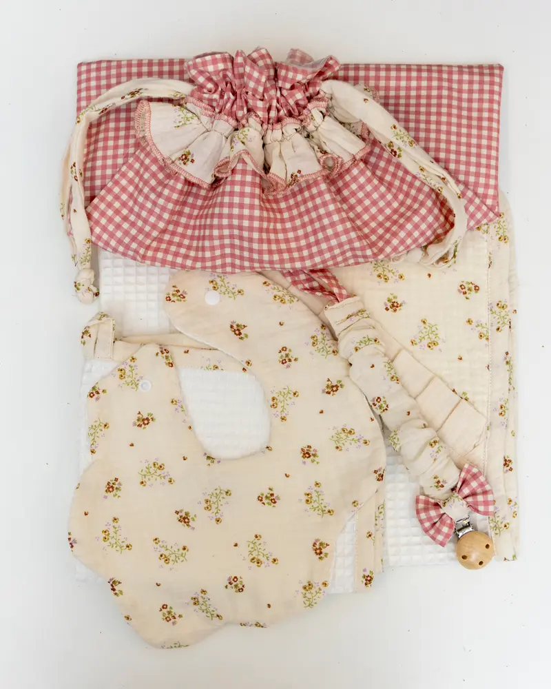 Super Set Regalo Nascita Bimba - Mussola Flower