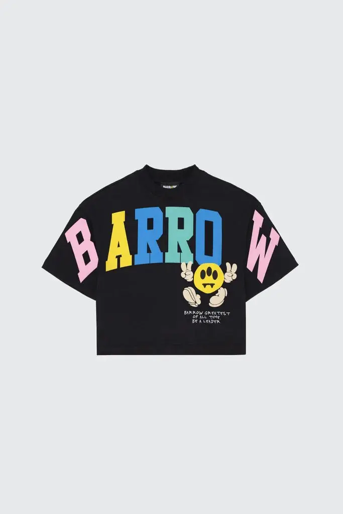 T-SHIERT CROPPED NERA CON LOGO BARROW COLORATO