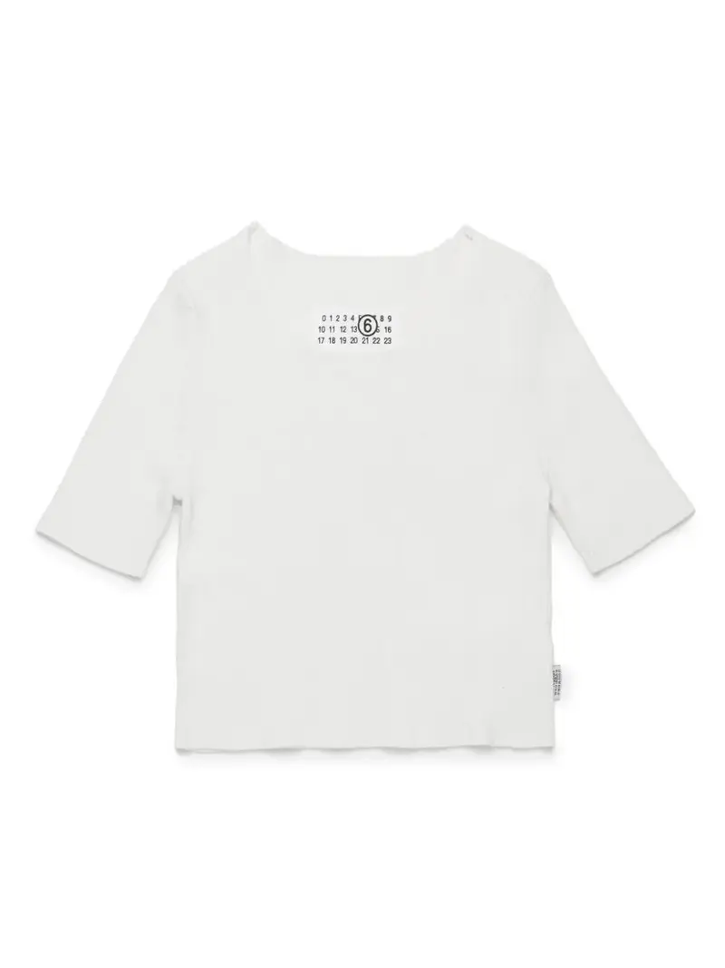 T-SHIRT A COSTINE BIANCA CON LOGO MAISON MARGIELA