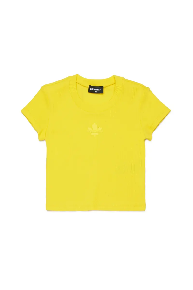 T-SHIRT A COSTINE GIALLA CON LOGO DSQUARED2