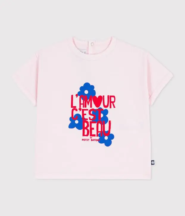 T-shirt a maniche corte in cotone con motivo neonata