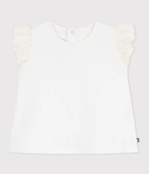 T-shirt a maniche corte in cotone tinta unita neonata