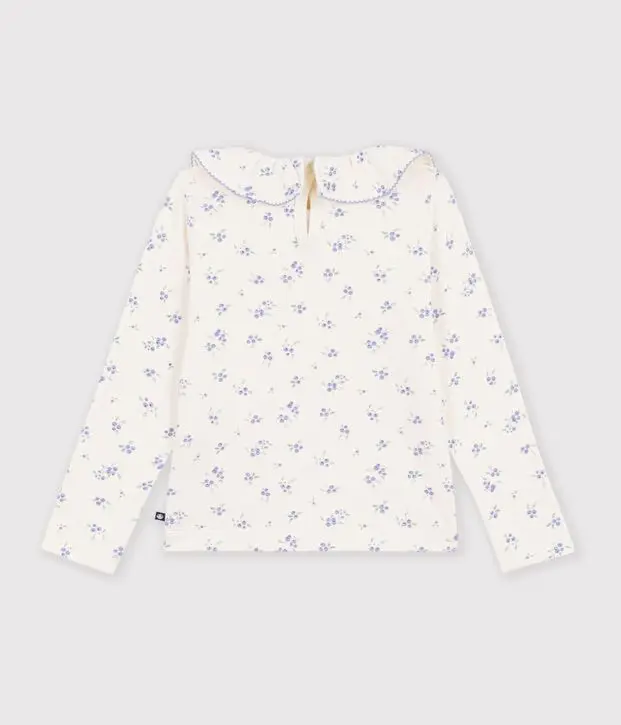 T-shirt a maniche lunghe con colletto e stampa a fiori Petit Bateau
