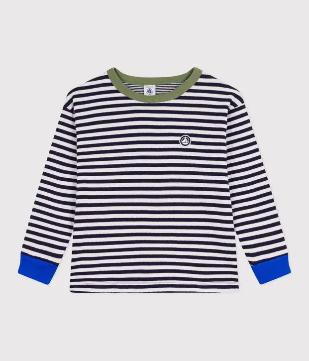 T-shirt a maniche lunghe in cotone a righe bambino