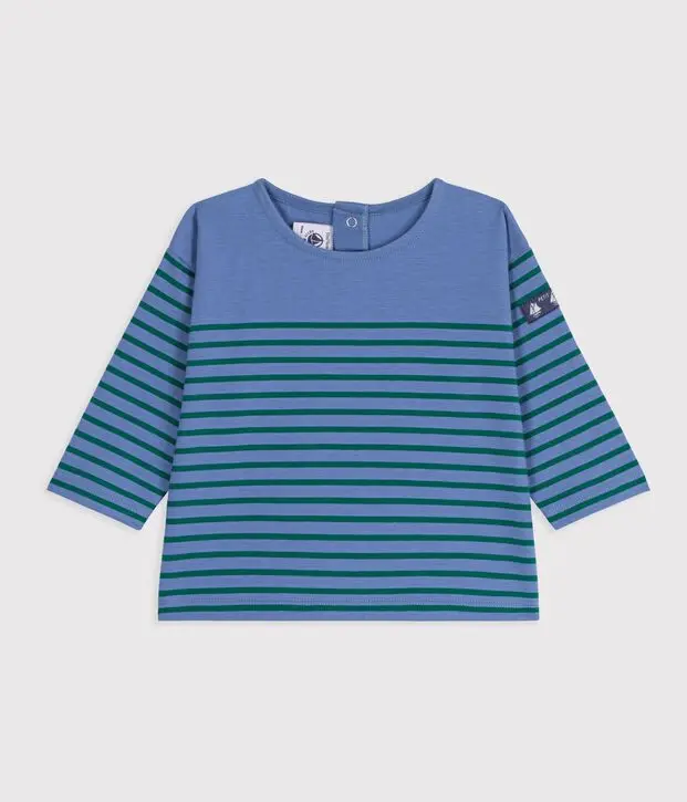 T-shirt a maniche lunghe in cotone a righe Petit Bateau