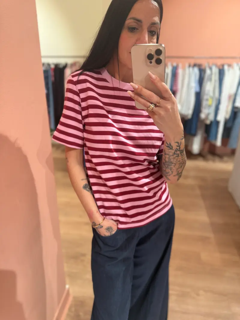 T shirt a righe cherry