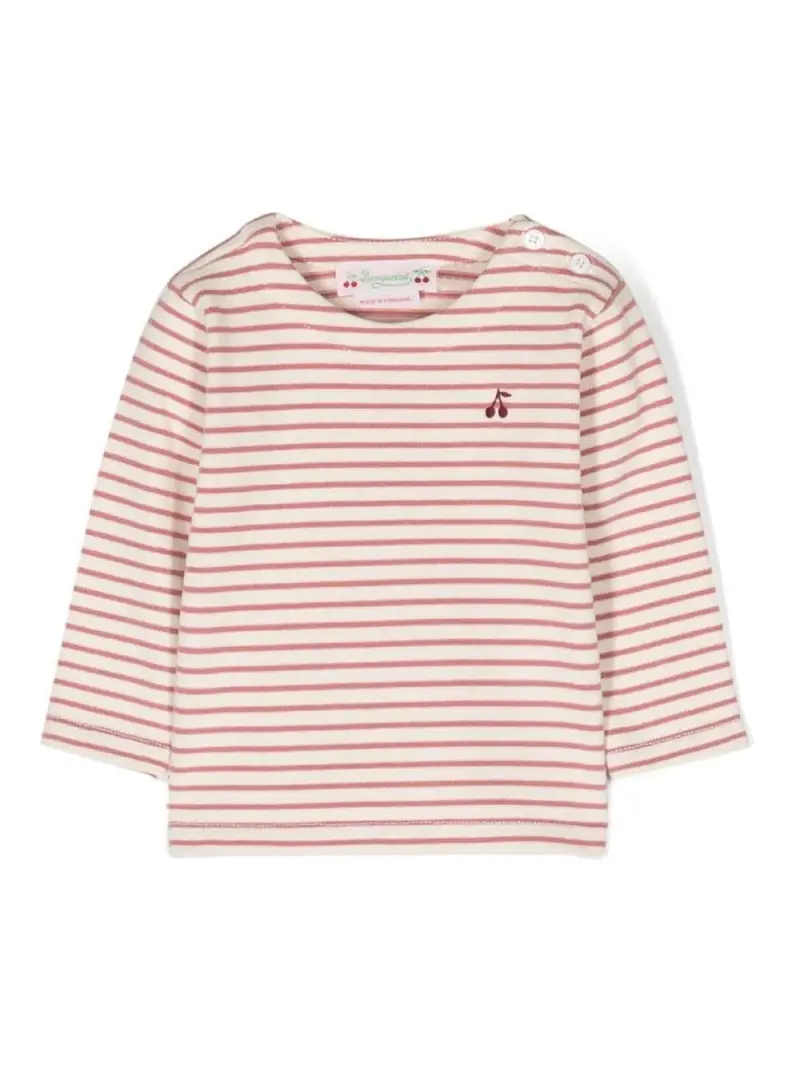 T-shirt a righe con ricamo