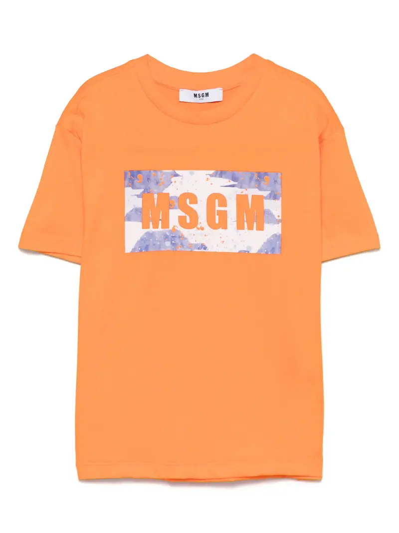 T-SHIRT ARANCIONE CON LOGO SFUMATO MSGM
