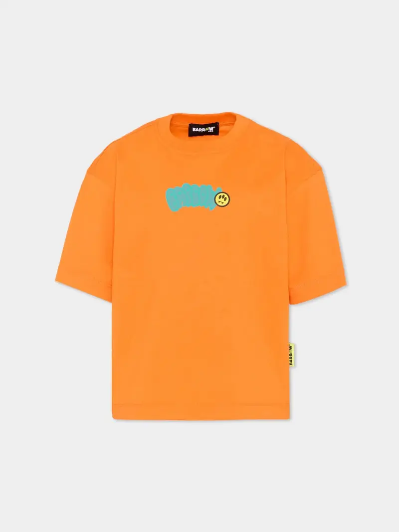 T-SHIRT ARANCIONE CON LOGO SUL RETRO VERDE BARROW